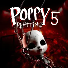 Nawiedzona lalka wisi na drutach, zapowiadając mroczne wydarzenia w Poppy Playtime Chapter 5.