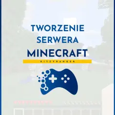 Jak stworzyć serwer Minecraft? Grafika z tekstem i ikoną kontrolera w stylu gry.