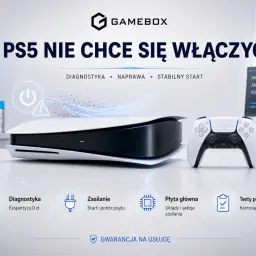 Playstation 5 ma awarię i nie chce się włączyć. Serwis Gamebox oferuje diagnostykę i naprawę.