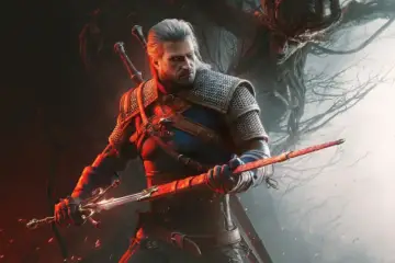 Geralt z Rivii gotów do walki z potworem w mrocznym lesie. Fani wyczekują premiery Wiedźmin 4.